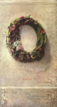  LaFarge Oil Painting - Wreath of Flowers John LaFarge